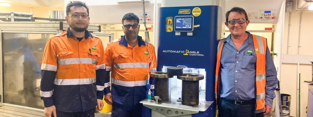 Baulkham Hills team with Superpave compactor - Sam Puxuan Ma, Edward Chandrathas, George Prudnyk