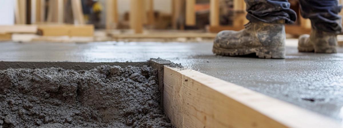 Concrete held in place with timber framing
