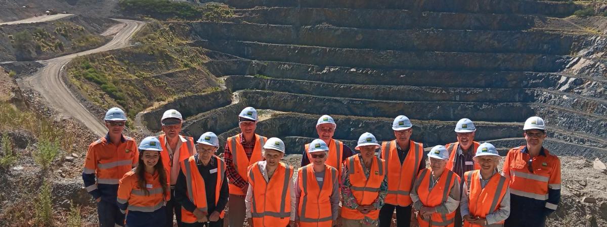 Tour group standing in front of Montrose Quarry