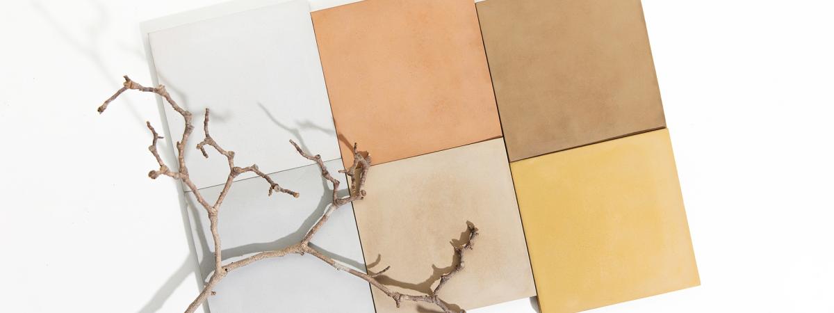 6 tiles of colori coloured concrete