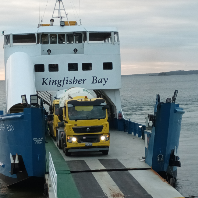 Fraser Island - Barge and Boral Truck