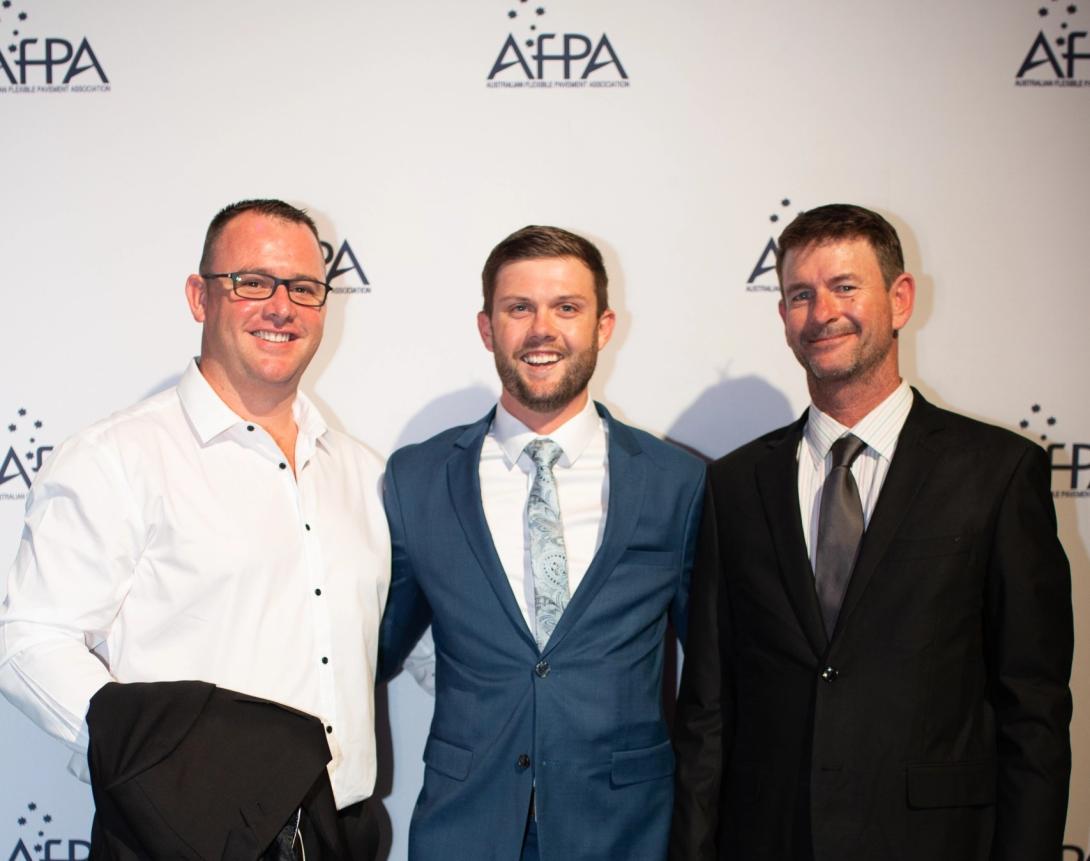 Brodie (centre) with colleagues at the Australian Flexible Pavement Association  2024 NSW Gala Dinner