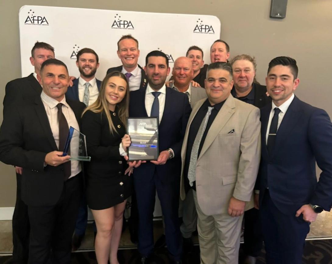 Asphalt team accepts 2025 AfPA award for Western Sydney Airport best project over $10m