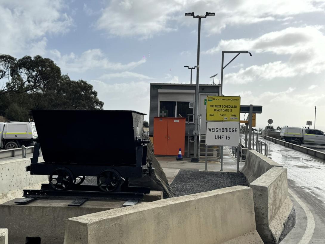 Linwood Quarry has restored and placed one of the original cable car carts at the site’s weighbridge