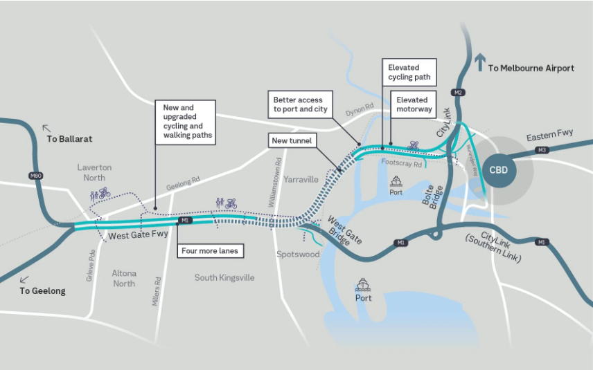 West Gate Tunnel map